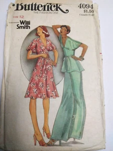 Dress Blouse Pants Loose Flowy 12 Butterick 4094 Sewing Pattern VTG Willi Smith - Picture 1 of 6