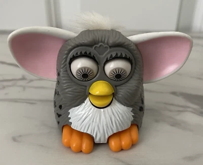 McDonalds Happy Meal Tiger Electronics 1998 3" Plastic FURBY Gray Black Leopard - Image 1 of 3