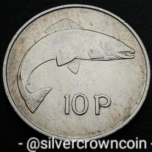 Ireland Eire 10 Pence 1969. KM#23. Ten Cents coin. Salmon. Fish. Irish Harp. - Picture 1 of 7