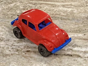 Vintage Strombecker VW-Sedan Plastic Toy Car Red & Blue Plastic VW Bug USA 6" - Picture 1 of 12