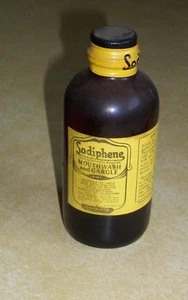 OLD GLASS BOTTLE SODIPHENE MOUTHWASH GARGLE DENTURE MEDICINE KANSAS CITY MO 1920 - Picture 1 of 4