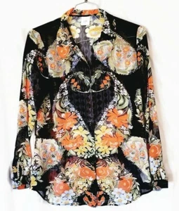 Cabi Amour Top Lightweight Long Sleeves Floral Pattern Sheer Flowers sz S - Picture 1 of 8