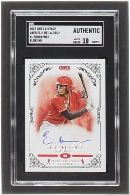 Elly De La Cruz 2022 Onyx Vintage Autographs Blue Ink SGC 10 GEM MINT Authentic  - Image 1 of 2