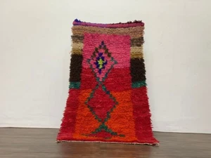 Moroccan Handmade Vintage Rug 3'x5'4 Ft Berber Abstract Red Orange Wool Carpet - Picture 1 of 13