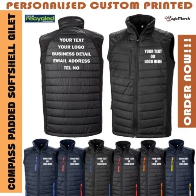 Personalised Printed Result Compass Padded Soft Shell Gilet Body Warmer Gifts