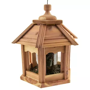 Wild Bird Feeder 3-lb. Hopper Capacity Cedar Wood Gazebo Hanging Seed Feeders - Picture 1 of 8
