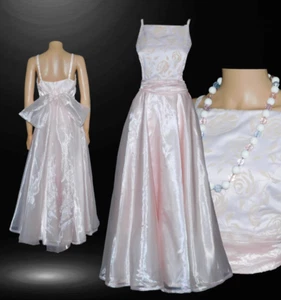 Vintage 1950s Roberta Pink Chiffon Velour Velvet Midi PINK PROM Dress - Picture 1 of 9