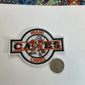 University of Miami hurricanes Vintage Embroidered Iron On Patch 4” X 2.5” Apx - Picture 1 of 2