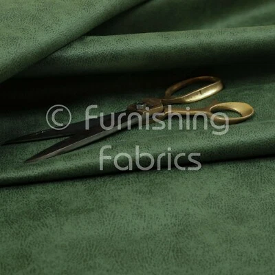 Soft Durable 3 Layer Thick Faux Suede Green Colour Upholstery Furnishing Fabric - Image 1 of 4