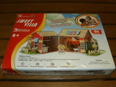 New, Sealed Sweet Villa 3D Puzzle 84 Pieces LED LIGHT up DIY Doll House - Image 1 of 4