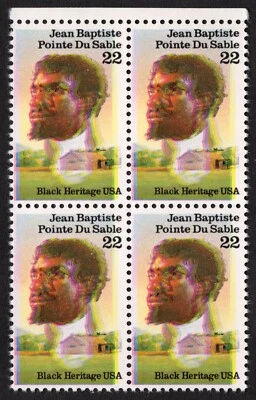 US # 2249 *MINT OG NH { DRAMATIC COLOR SHIFT ERROR VAR BLOCK } 22c JEAN BAPTISTE - Image 1 of 4