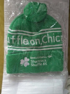 NWOT 2024 Chicago Shamrock Shuffle 8K Running Winter Hat Cap Pom Pom Shuffle on - Picture 1 of 2