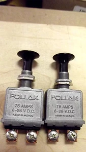 2 POLLAK ON-OFF HEAVY DUTY(BLACK BUTTON)75 AMPS LIGHT SWITCHES.4.4.***PLEAS REA - Picture 1 of 2