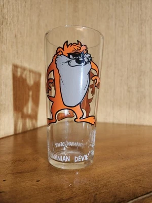 Vidrio Warner Brosthers vintage 1973 Tasmanian Devil Pepsi naranja y gris Foto 1 de 4