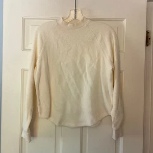 Madewell Waffle-Knit Long-Sleeve Crewneck Tee Winter White Ivory Size S NWT - Picture 1 of 8