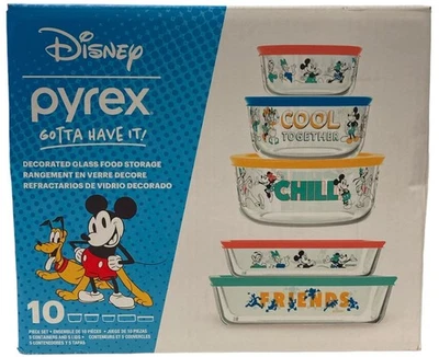 Disney Pyrex Glass Storage 10 Piece Set NEW - Image 1 of 4