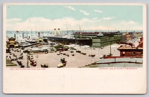 1900s New York, NY - White Star Line Piers - Steamships, Docks Unposted Postcard - Picture 1 of 2