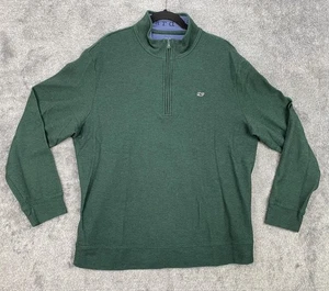 Vineyard Vines Pullover Mens XL Green Quarter Zip Whale Logo Pima Cotton Sweater - Picture 1 of 18