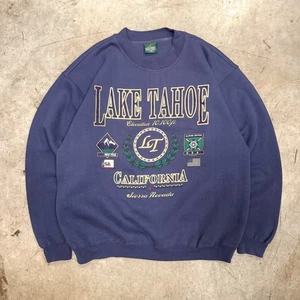 Vintage 90er Lake Tahoe Grafik Sweatshirt Ski Kalifornien Sierra Nevada Large USA - Bild 1 von 3