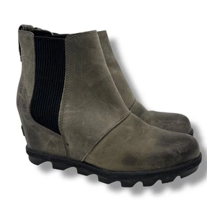 Sorel Green Joan Of Arctic NL3022-052 Leather Ankle Booties Boots Women's Sz 7.5 - Picture 1 of 9