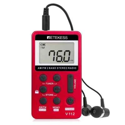 Retekess V112 Portable Pocket FM/AM Radio Receiver Digital Rechargeable Walking - Image 1 of 4
