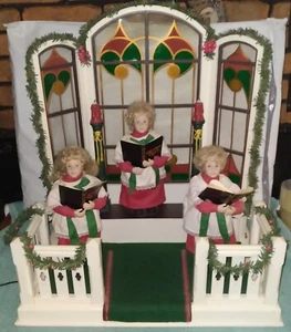 Coro de Navidad cantando vintage 1996 iglesia exhibición sonrisa luces animadas sonidos - Imagen 1 de 15