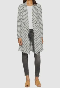 $195 LNA Women's Gray Long Sleeve Brushed Cardigan Open-Front Striped Sweater XS - Picture 1 of 3
