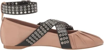 Sapatilhas de balé femininas Steve Madden Bryar com tiras e fivela, couro blush tamanho 6M - Imagem 1 de 4