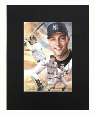 Derek Jeter Yankees MLB Baseball legend Art Mini Poster Print Decor Matted 8x10