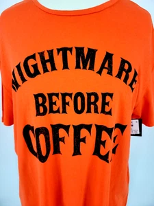 Nightmare Before Coffee T-Shirt Halloween Women's size M Nightwear Orange Soft - Picture 1 of 7
