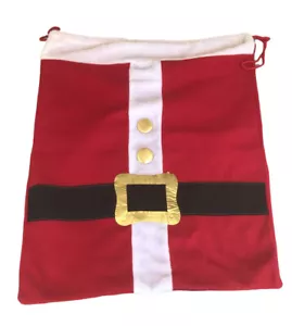 Christmas Santa Sack 35 x 30 Gifts Presents Black Belt Gold Buttons Drawstring - Picture 1 of 8