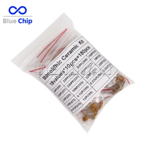 180pcs Monolithic Ceramic Capacitor Kit 50V 20pF - 1uF Capacitance Assorted Set - Picture 1 of 6