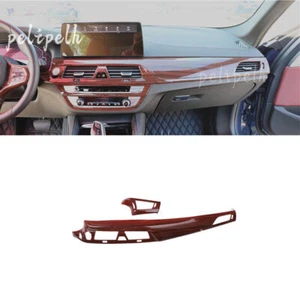 2P Peach Wood Car Center Console Dashboard Panel Trim For BMW 5 Series 2018-2021 - Picture 1 of 6