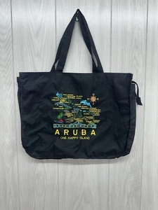 Aruba One Happy Island Beach Tote Carrying Bag Black - Picture 1 of 3
