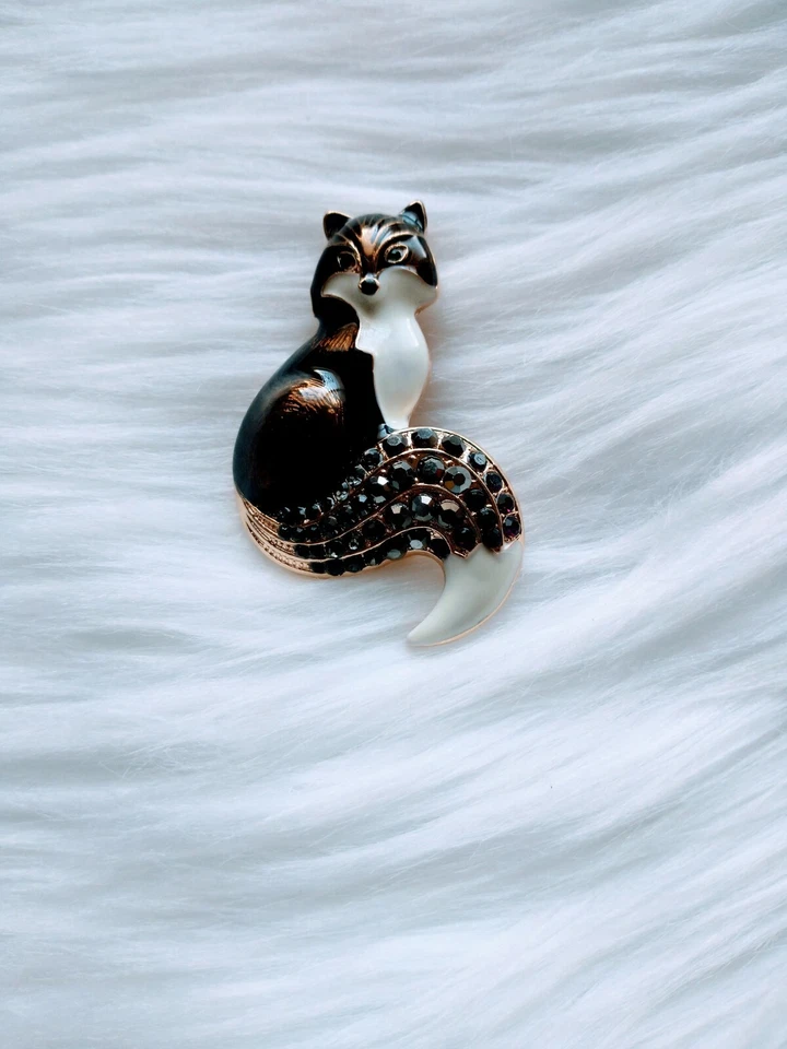 Broche de zorro negro alfileres para mujer esmalte estrás cristal color animal broche Foto 1 de 1