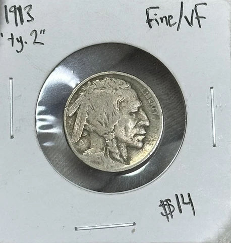 1913 P Type 2 Buffalo Nickel -Choice Fine Cover