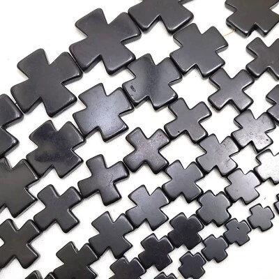 Cruz Negra Cuadrada Howlite Turquesa Espaciador Cuentas Sueltas 15mm 20mm 30mm 15" Hágalo Usted Mismo Foto 1 de 2