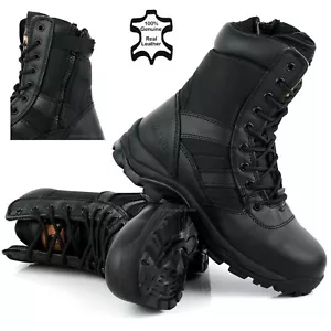 BOTAS DE SEGURIDAD PARA HOMBRE EJÉRCITO POLICÍA MILITAR PUNTERA DE ACERO CON PUNTA DE COMBATE ZAPATOS CON CREMALLERA TALLA - Imagen 1 de 1