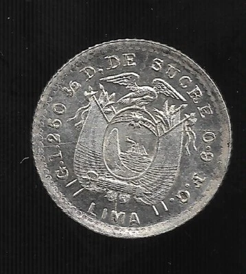 ECUADOR  COIN 1/2 DECIMO 1912  GEM BU PROOFLIKE - Image 1 of 4