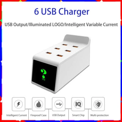 Smart and secure multi-port 6USB 5V/8A charger for easy travel charging - Image 1 of 4