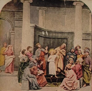 Antike Fotokarte Jesus vor den Ärzten Stereoview - Bild 1 von 3