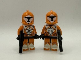 2) Bomb Squad Orange Clone Trooper Lot 7913 Star Wars LEGO&reg; Minifigure Figure