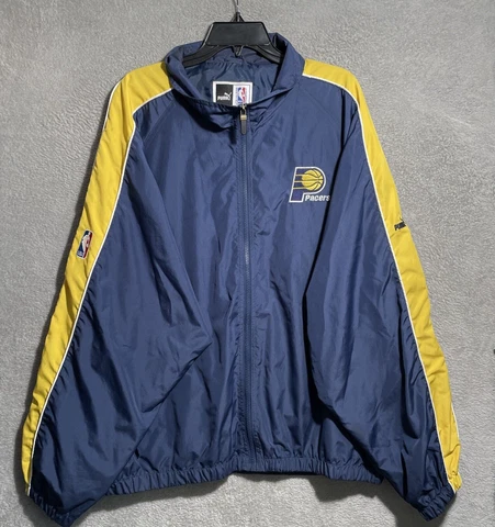 Indiana Pacers Windbreaker Jacket NBA Basketball Puma Blue Long Sleeve Adult XL Cover