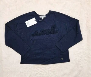 Massimo Dutti Girls Top Long Sleeve € 19.95 COOL Slogan T-shirt Navy 7-8 Years - Picture 1 of 4