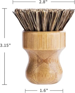Palm Pot Brush- Bamboo round 3 Packs Mini Dish Brush Natural Scrub Brush Dura... - Picture 1 of 12
