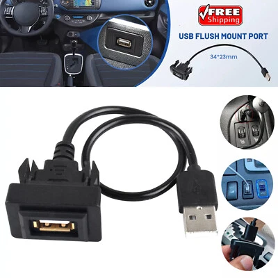 Dashboard Flush Mount USB Male to Female Extension Cable Adapter For Toyota Car - Image 1 of 4