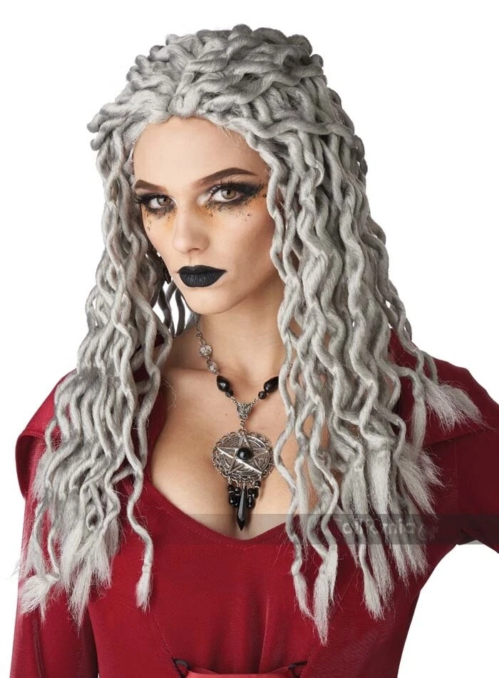 Gothic Gray Crinkle Dreads Adult Costume Wig