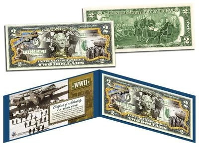 WORLD WAR II * B-17 FLYING FORTRESS * U.S. $2 Bill Legal Tender * WWII * Boeing - Image 1 of 2