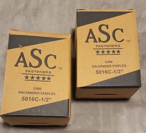 ASC- 10,000 Count 20 gauge Galvanized 1/2" Crown x 1/2" Staples 5016C Style  - Picture 1 of 7