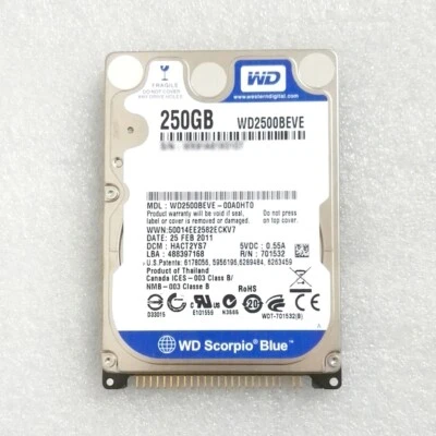 Western Digital 250GB WD2500BEVE 5400RPM IDE PATA 2.5" Laptop Hard Disk Drive - Image 1 of 4